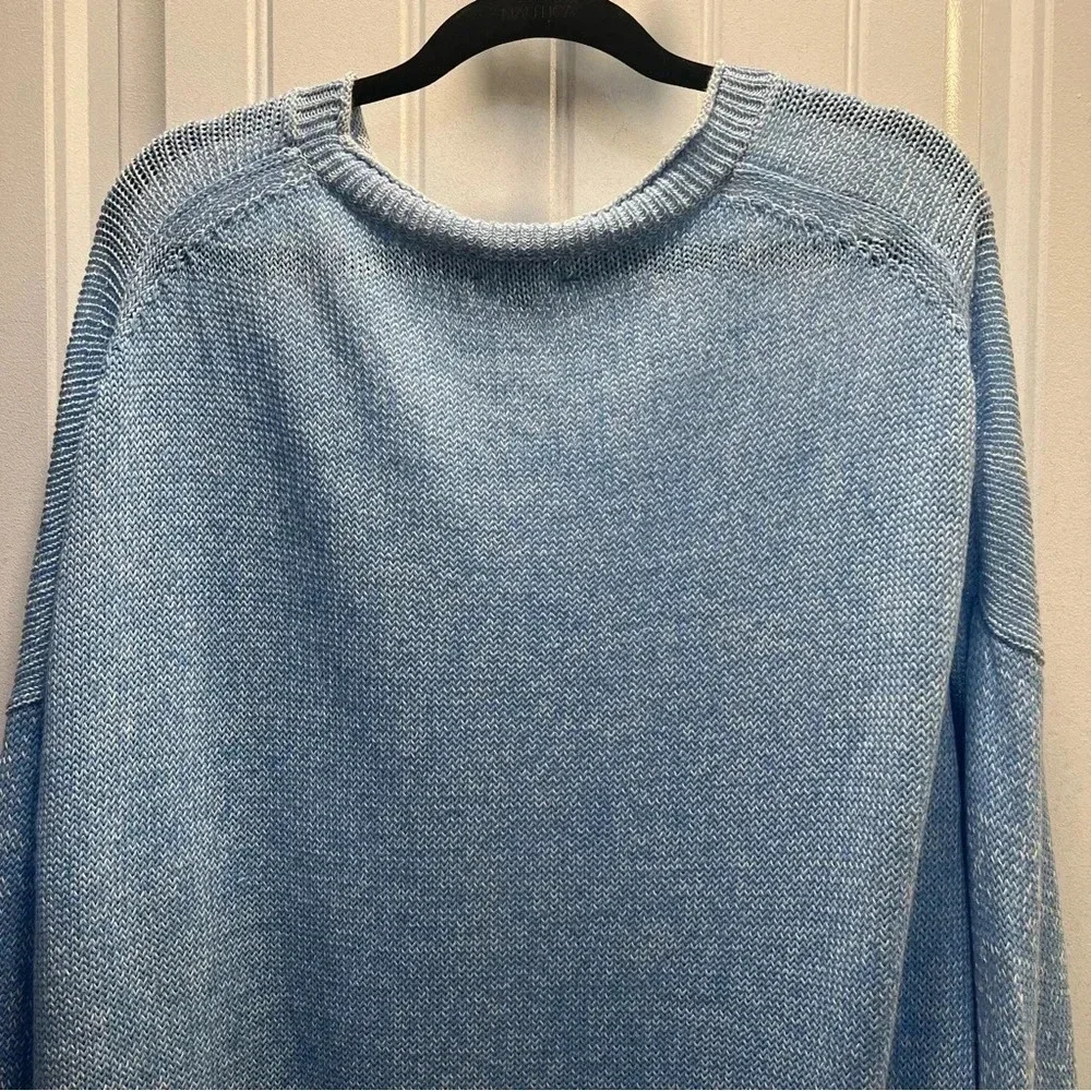 J. Crew Marled Blue Long Sleeved Drop Shoulder Linen Blend‎ Sweater. Size 2X.